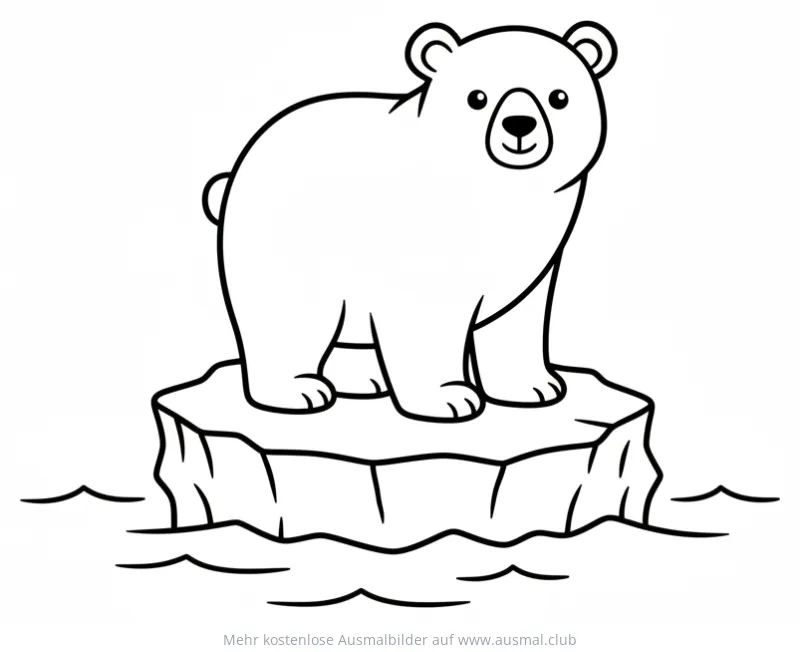 Eisbär auf Eisscholle Ausmalbild