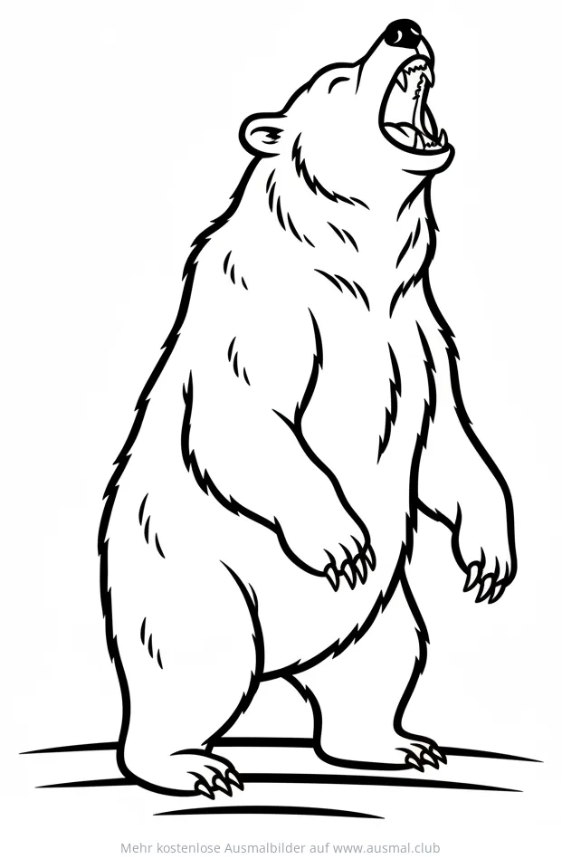 Grizzlybär brüllend Ausmalbild