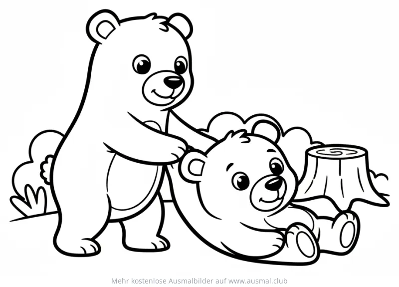 Spielende Bären Ausmalbild mit Massage
