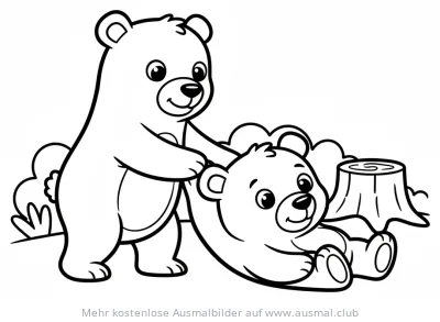 Spielende Bären Ausmalbild mit Massage
