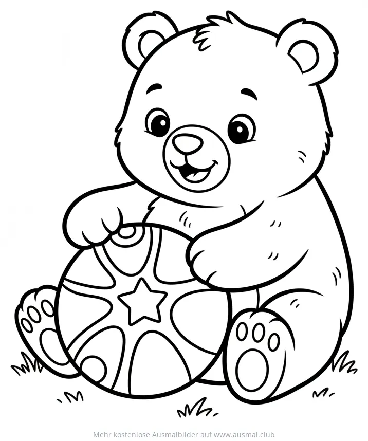 Niedlicher Bär mit Ball Ausmalbild