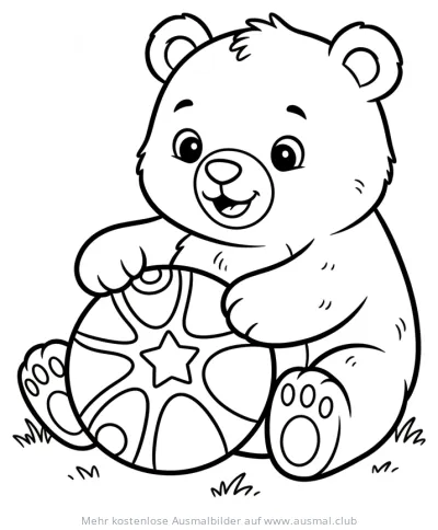 Niedlicher Bär mit Ball Ausmalbild