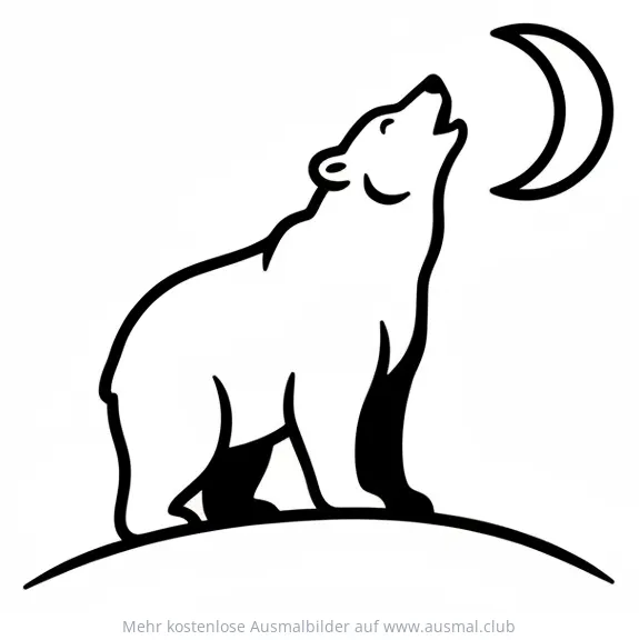 Bär heult Mond an Ausmalbild