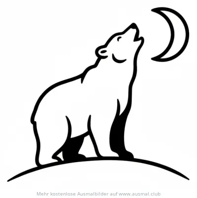Bär heult Mond an Ausmalbild