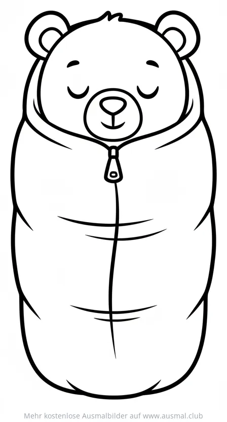 Bär im Schlafsack Ausmalbild