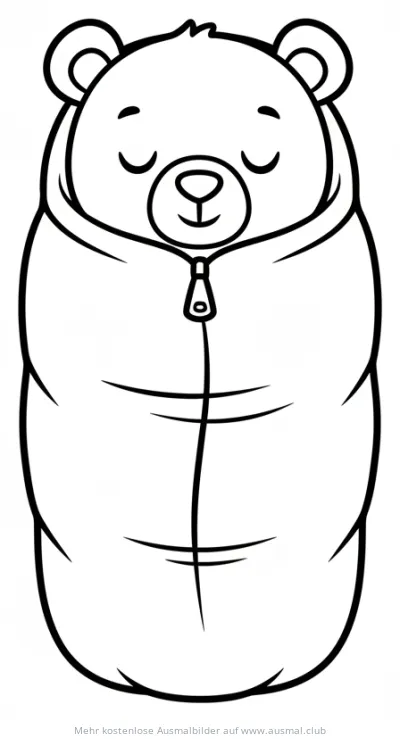 Bär im Schlafsack Ausmalbild