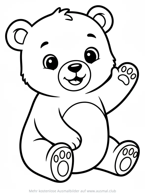 Junger Bär winkt Ausmalbild