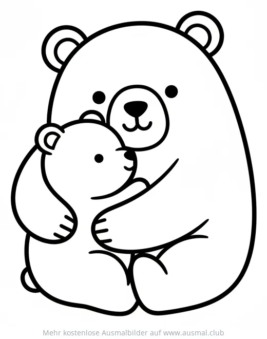 Mutter Bär umarmt Bärenbaby Ausmalbild