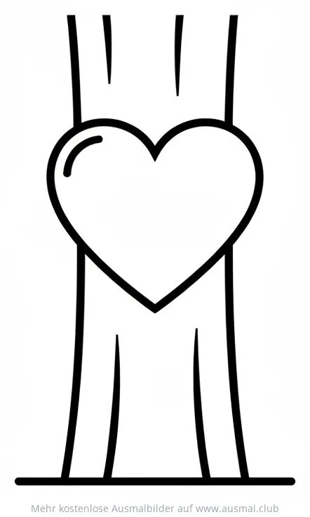 Herzförmiger Baumstamm Ausmalbild