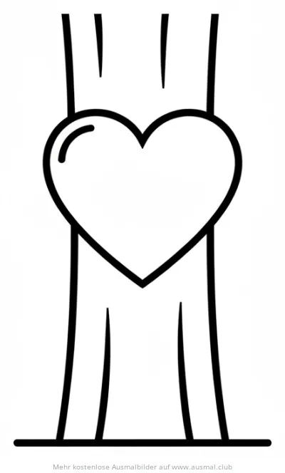 Herzförmiger Baumstamm Ausmalbild