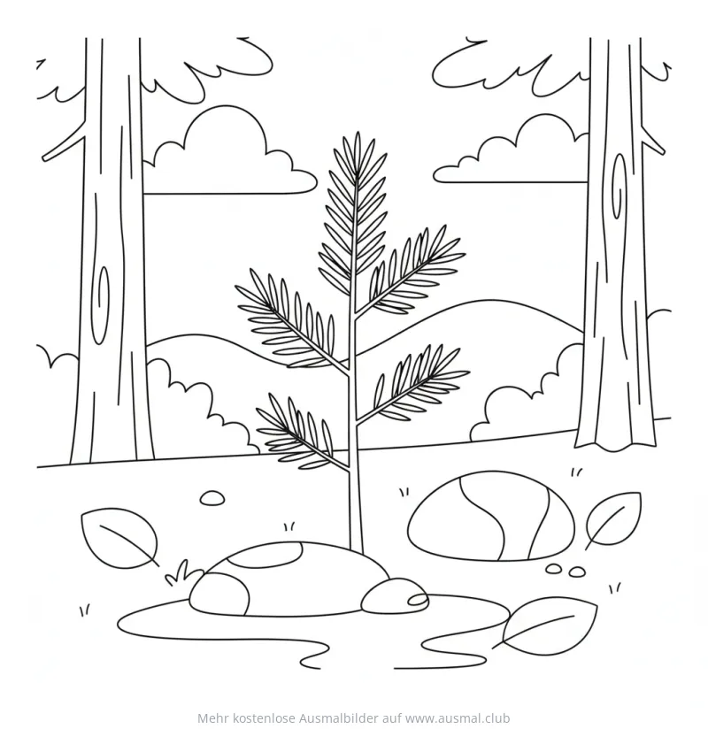 Kiefer Setzling Ausmalbild im Wald