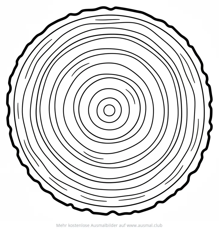 Baumstamm mit Baumringen Ausmalbild