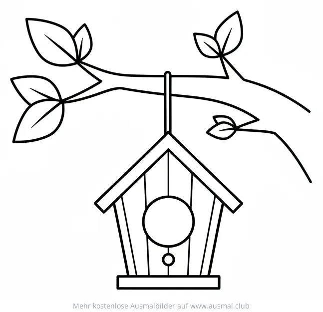 Vogelhaus an Ast Ausmalbild