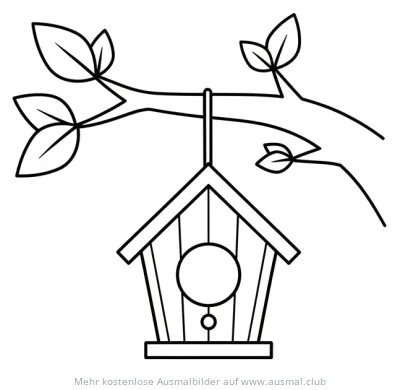 Vogelhaus an Ast Ausmalbild