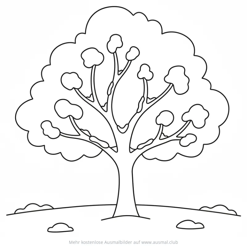 Winterbaum Ausmalbild mit Schnee