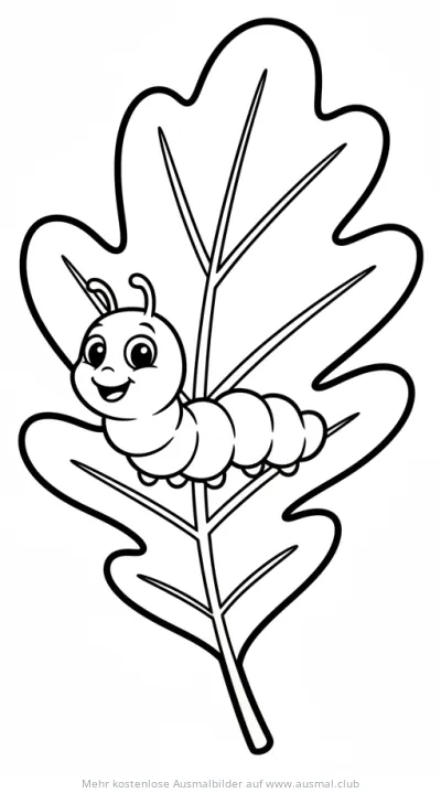 Eichenblatt mit Raupe Ausmalbild