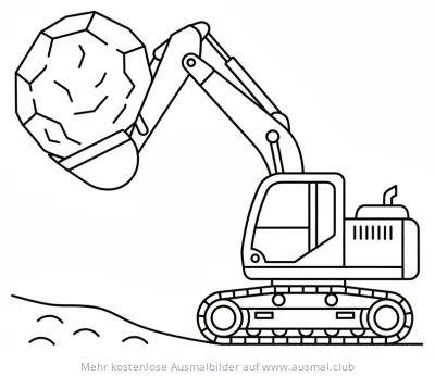 Bagger mit großem Stein Ausmalbild