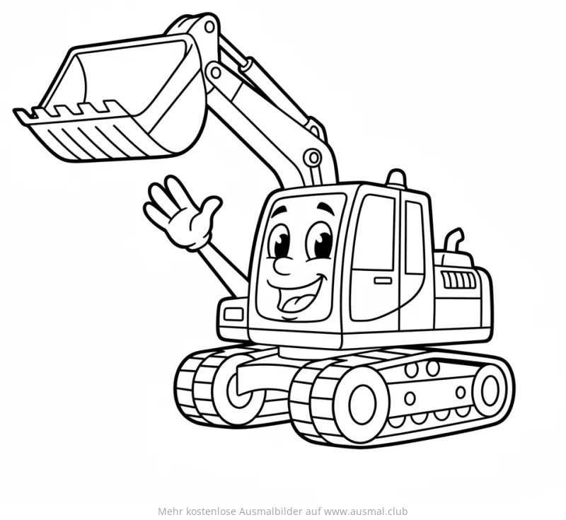 Winkender Bagger Ausmalbild