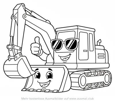 Cooler Bagger mit Sonnenbrille Ausmalbild