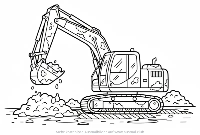 Bagger im Schlamm Ausmalbild