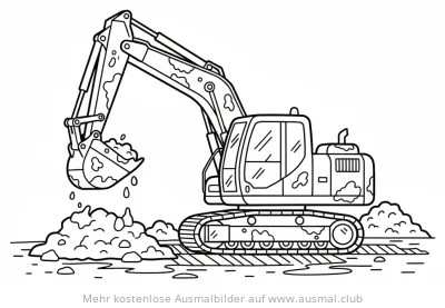 Bagger im Schlamm Ausmalbild