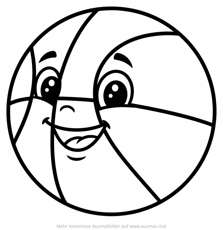 Freundlicher Basketball mit Gesicht Ausmalbild