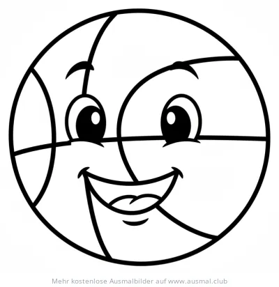 Lächelnder Basketball Ausmalbild