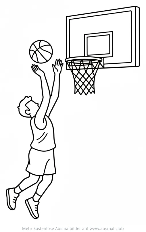 Basketballspieler beim Wurf Ausmalbild