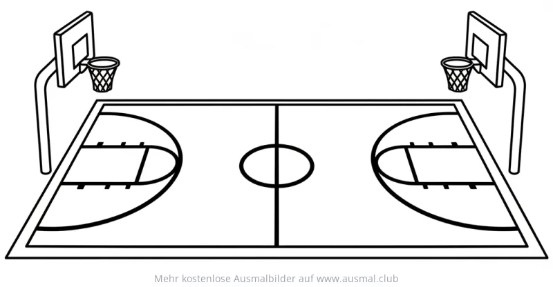 Basketballfeld Ausmalbild mit Körben