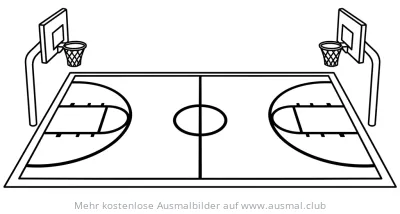 Basketballfeld Ausmalbild mit Körben