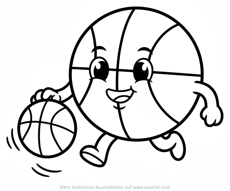 Freundlicher Basketball dribbelt kleineren Basketball Ausmalbild