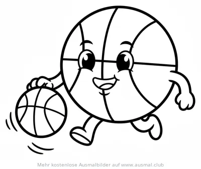 Freundlicher Basketball dribbelt kleineren Basketball Ausmalbild