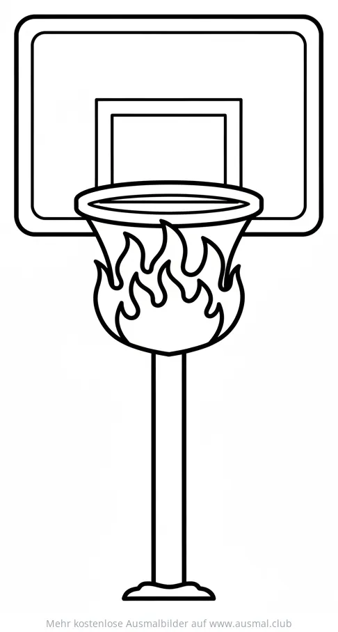 Basketballkorb mit Flammen Ausmalbild