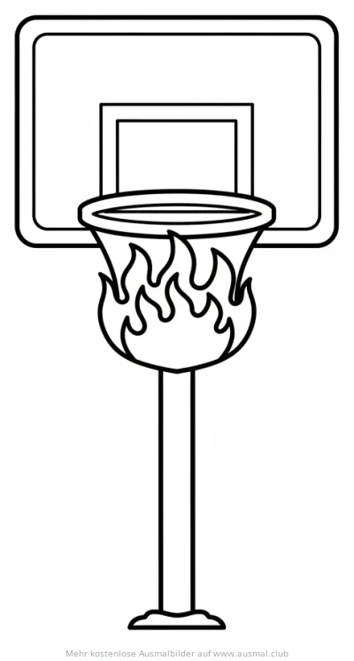 Basketballkorb mit Flammen Ausmalbild