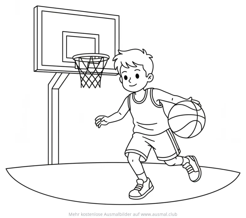 Basketballspieler beim Training Ausmalbild