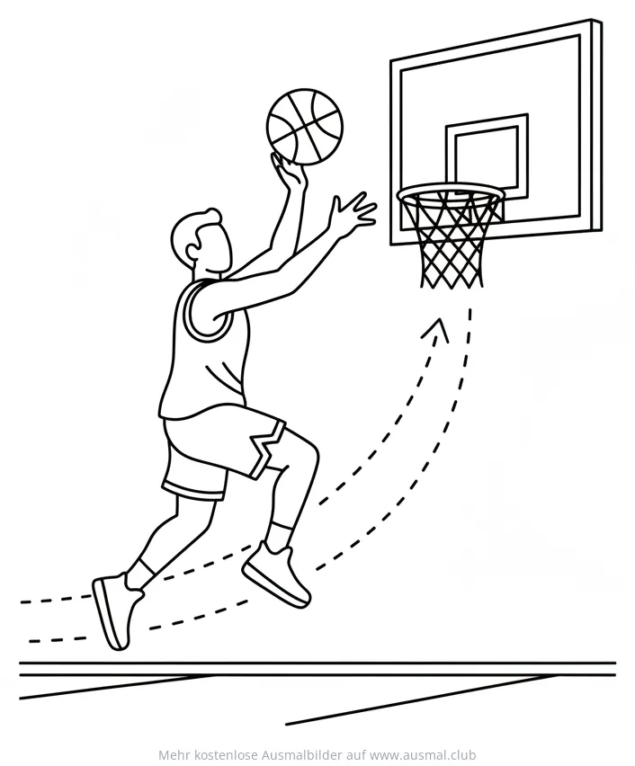 Basketballspieler beim 3-Punkte Wurf Ausmalbild