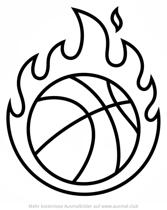 Brennender Basketball Ausmalbild