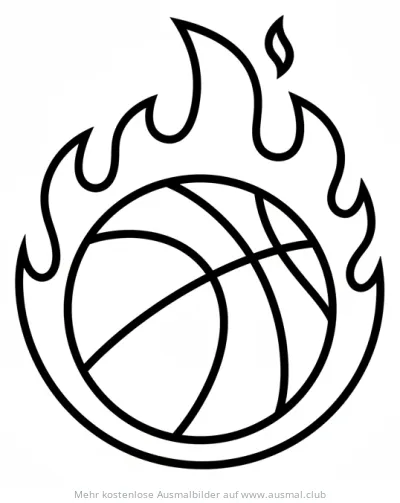 Brennender Basketball Ausmalbild