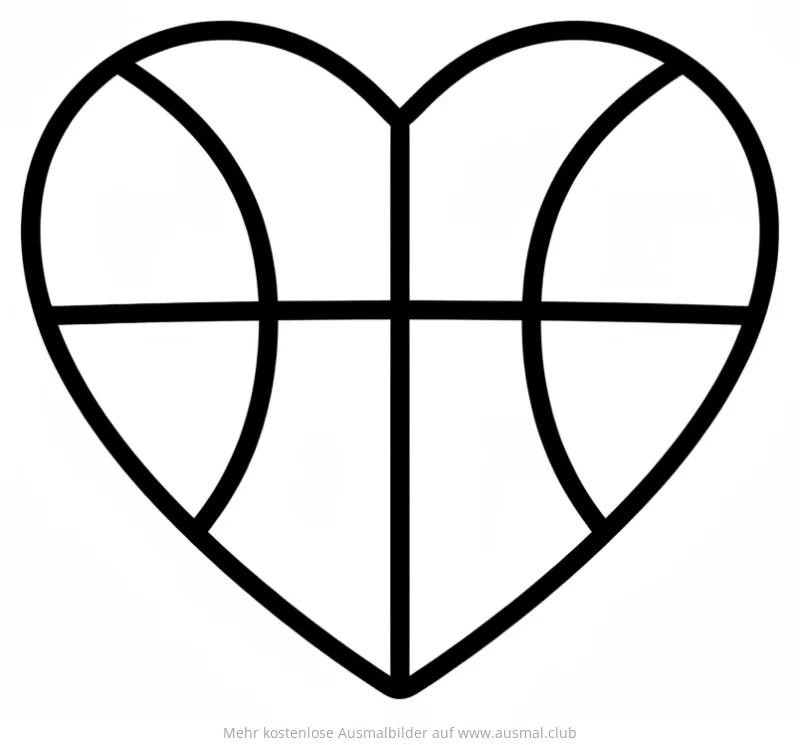 Basketball in Herzform Ausmalbild