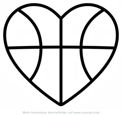 Basketball in Herzform Ausmalbild