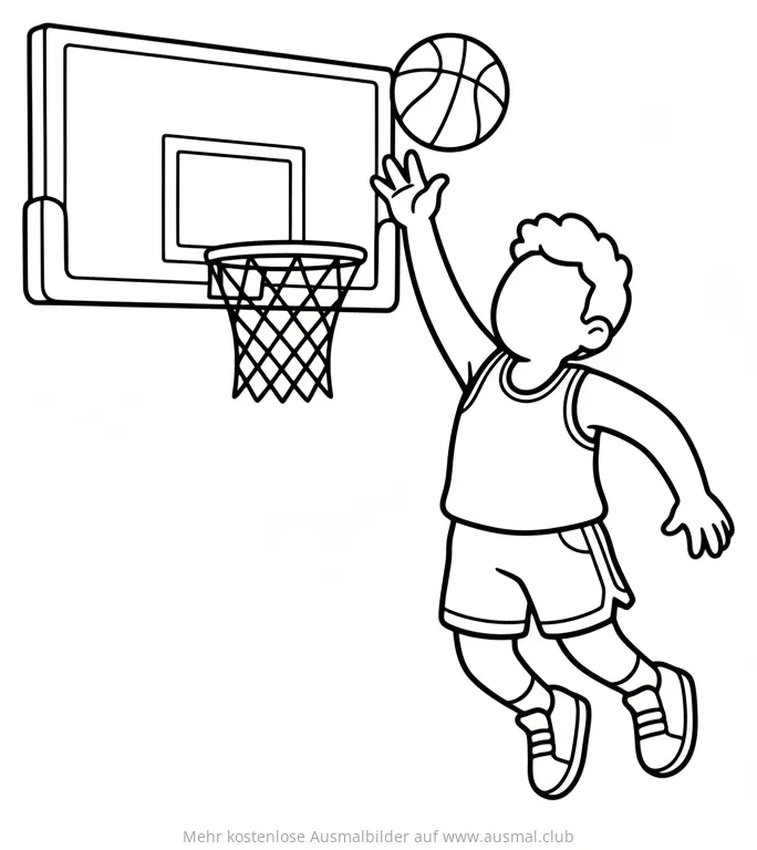 Basketballspieler beim Wurf Ausmalbild