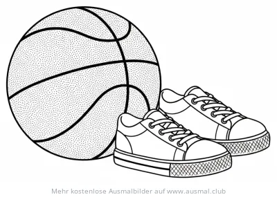 Basketball und Sneaker Ausmalbild