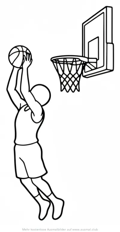Basketballspieler beim Sprungwurf Ausmalbild