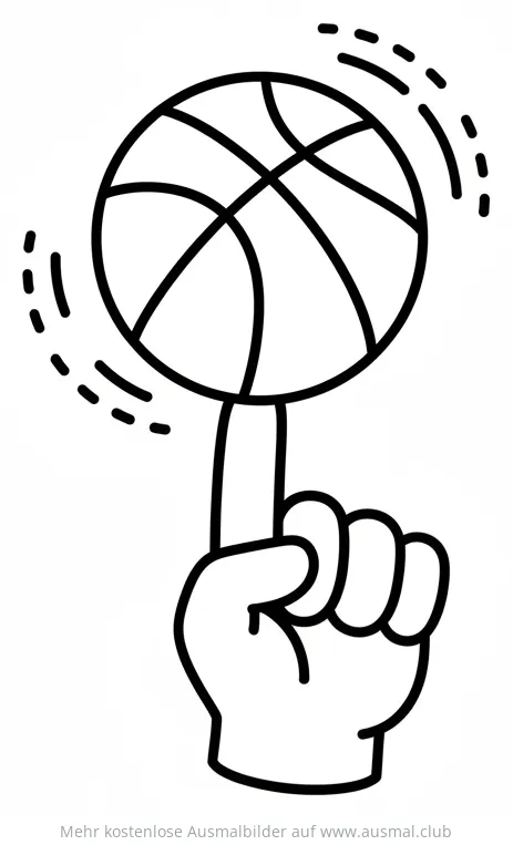 Basketball balanciert auf Finger Ausmalbild