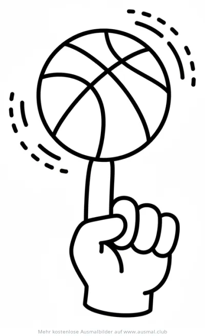 Basketball balanciert auf Finger Ausmalbild