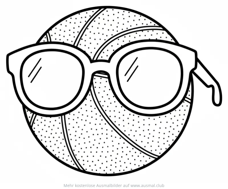 Basketball mit Sonnenbrille Ausmalbild