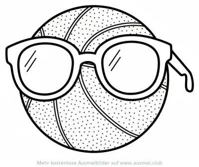 Basketball mit Sonnenbrille Ausmalbild
