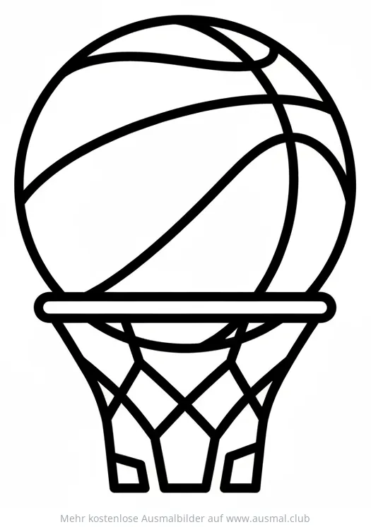 Basketball im Korb Ausmalbild