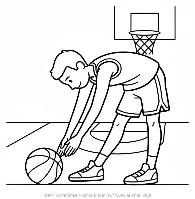 Basketballspieler Aufwärmen mit Ball Ausmalbild