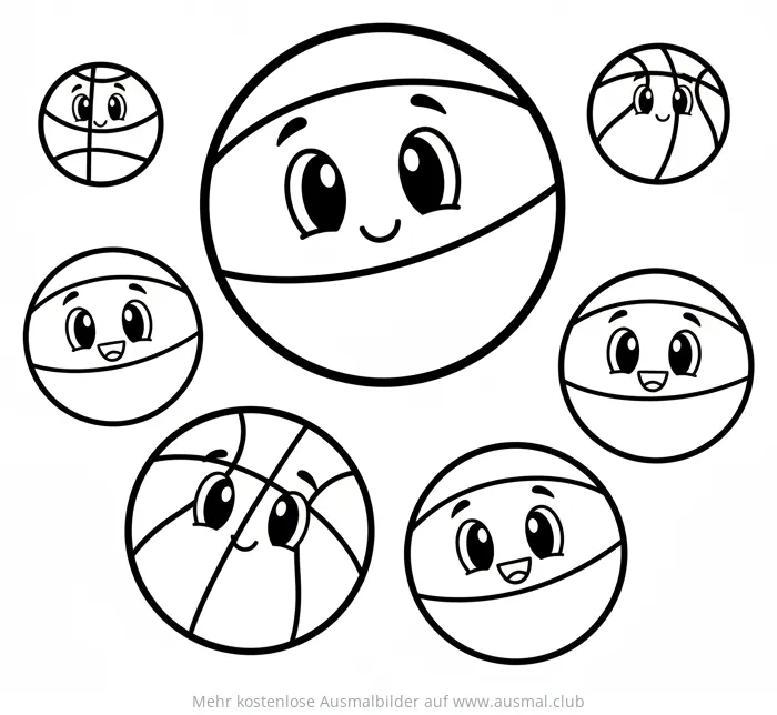 Basketball Bälle Cartoon Ausmalbild